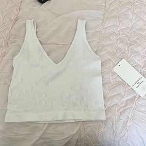 A white ribbed crop top